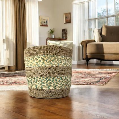 Imagem de Cesto Redondo Fibra Natural G 25X25 Cachepô Cesta Decoração