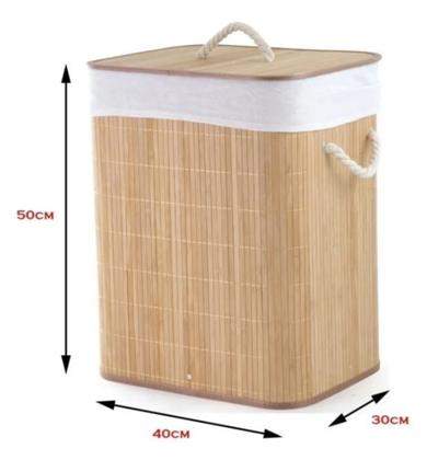 Imagem de Cesto Retangular de Bambu Orgânico Natural Lavanderia Banheiro - Mimo Style