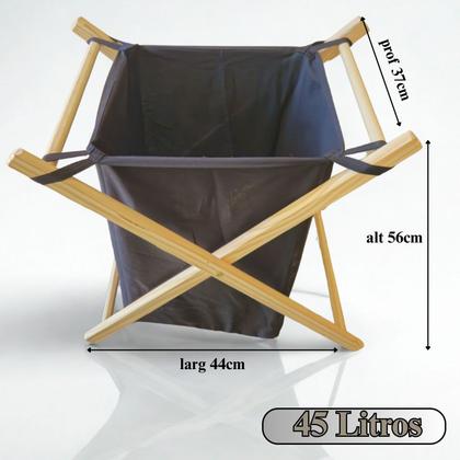 Imagem de Cesto Roupa Suja Organizador Brinquedos 45 Litros Retratil Dobravel Preto