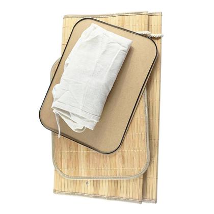 Imagem de Cesto Roupa Sujas Bambu Forrado Banheiro Lavanderia Alça