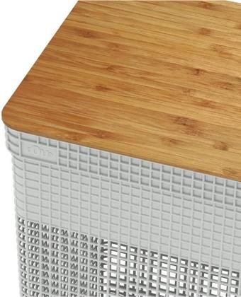 Imagem de Cesto Roupas Closet Grid Tampa Bambu 49 Litros Cg 455 Branco