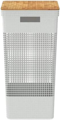Imagem de Cesto Roupas Closet Grid Tampa Bambu 49 Litros Cg 455 Branco