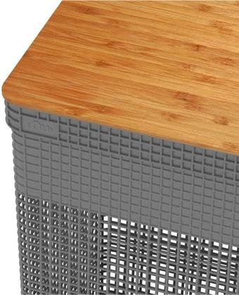 Imagem de Cesto Roupas Closet Grid Tampa Bambu 49 Litros Cg 455 Chumbo