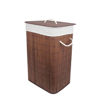 Imagem de Cesto Roupas Para Lavanderia de Bambu Marrom Organização 60 Litros