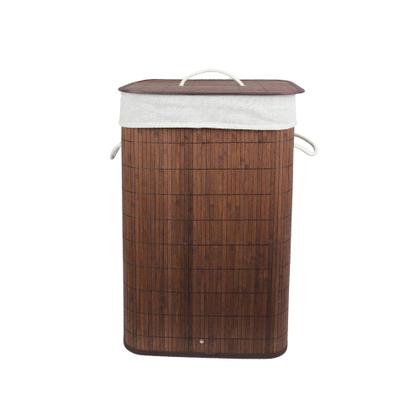 Imagem de Cesto Roupas Para Lavanderia de Bambu Marrom Organização 60 Litros