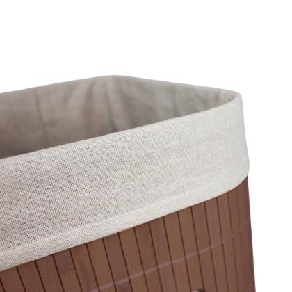 Imagem de Cesto Roupas Para Lavanderia de Bambu Marrom Organização 60 Litros
