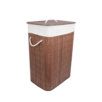 Imagem de Cesto Roupas Para Lavanderia de Bambu Marrom Organização 60 Litros