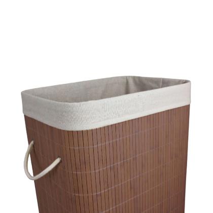 Imagem de Cesto Roupas Para Lavanderia de Bambu Marrom Organização 60 Litros