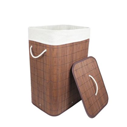 Imagem de Cesto Roupas Para Lavanderia de Bambu Marrom Organização 60 Litros