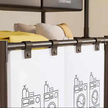 Imagem de Cesto Triplo Roupas Sujas Divisórias Banheiro Lavanderia Aço