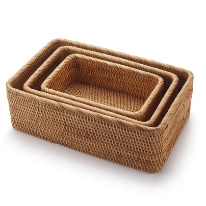 Imagem de Cestos de armazenamento de frutas DECRAFTS Natural Rattan, conjunto de 3