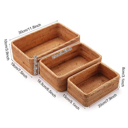 Imagem de Cestos de armazenamento de frutas DECRAFTS Natural Rattan, conjunto de 3