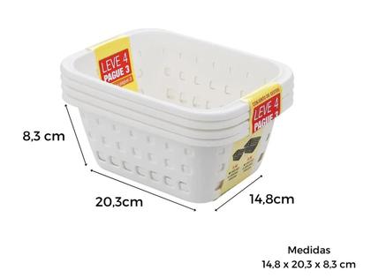 Imagem de Cestos Médio Organizadores 1,4l P Leve 4 Pague 3 Branco
