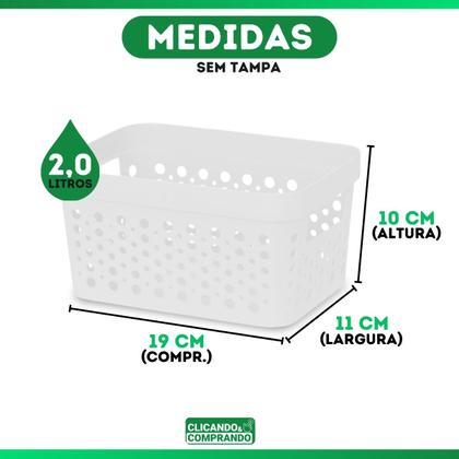 Imagem de Cestos Organizadores Rattan Sem Tampa De 2 Litros Rosa Branco Preto Translúcido Pequeno