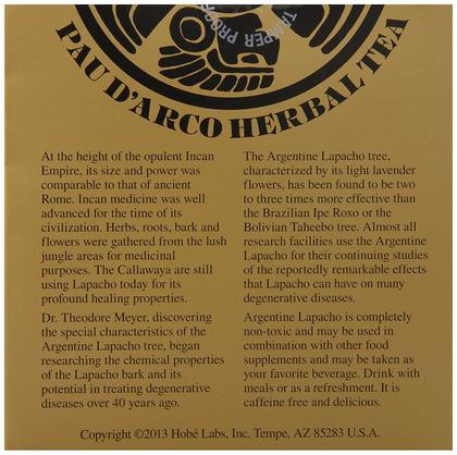 Imagem de Chá de ervas Hobe Labs Treasure of the Incas PAU D'Arco 54 sacos