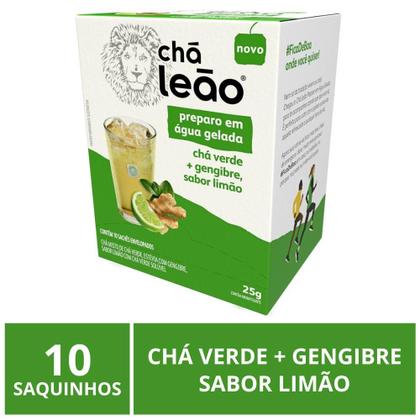 Imagem de Chá Leão Gelado, 10 Saquinhos, Verde E Gengibre, Sabor Limão