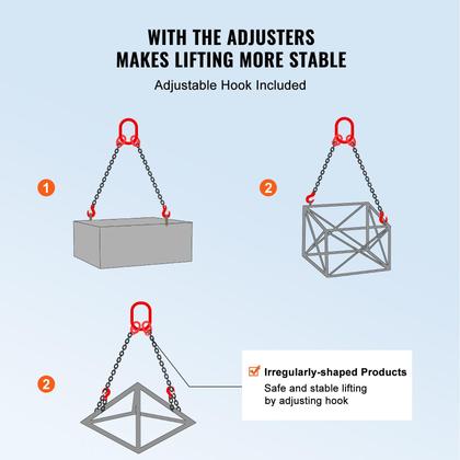 Imagem de Chain Sling VEVOR 5/16 polegadas x 5 pés com ganchos de capacidade de 3 toneladas