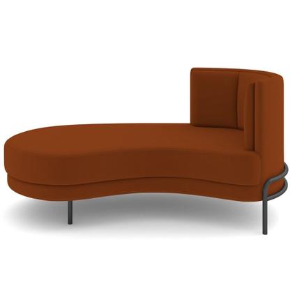 Imagem de Chaise Longue Divã 163cm Braço Direito Logus D06 Veludo Telha - Mpozenato