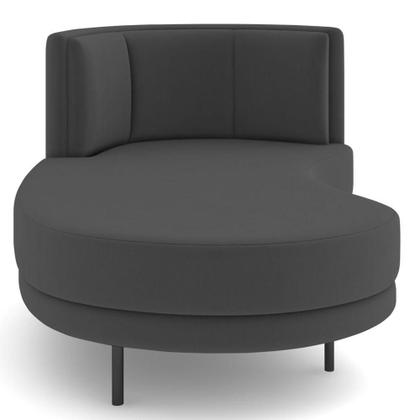 Imagem de Chaise Longue Divã 164cm Braço Direito Logus D06 Veludo Cinza - Mpozenato