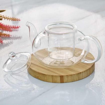 Imagem de Chaleira 400ml com infusor jarra em vidro para bule cha cafe luxo 