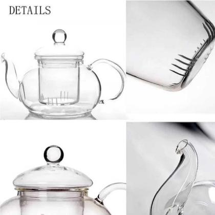 Imagem de Chaleira 400ml com infusor jarra em vidro para bule cha cafe luxo 