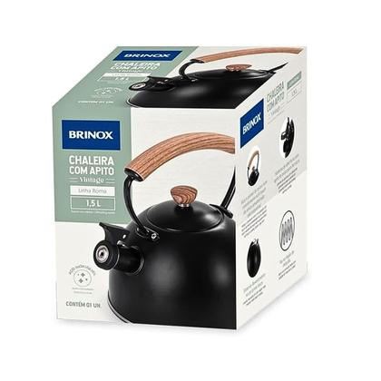Imagem de Chaleira Brinox com Apito 1,3L Roma Vintage Cor Preto