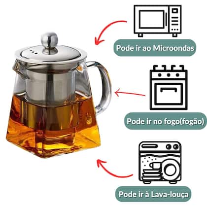 Imagem de Chaleira Bule Vidro Borossilicato Infusor 550ml Resistente