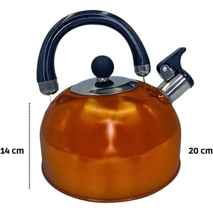 Imagem de Chaleira Com Apito Aço Inox 2 Litros Tampa E Alça Térmica