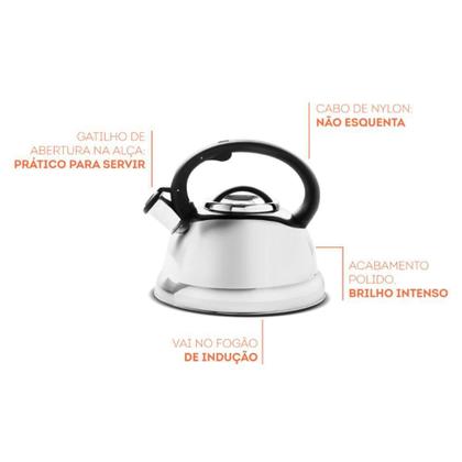 Imagem de Chaleira Com Apito Roma 2,7l Em Alumínio Inox Brinox