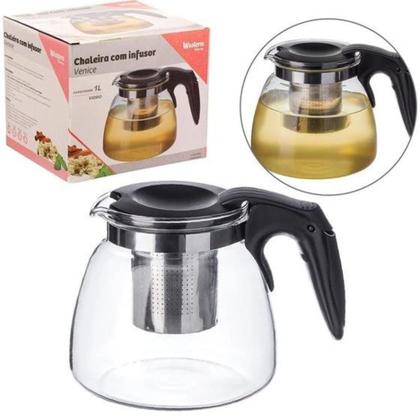 Imagem de Chaleira Com Infusor Bule De Vidro Para Chá 1 Litro Inox