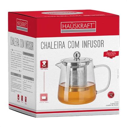 Imagem de Chaleira de Vidro Borossilicato com Infusor 450ml Hauskraft