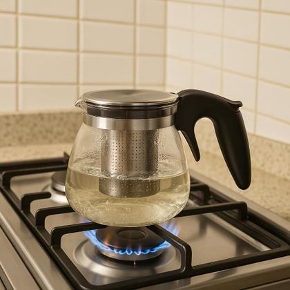 Imagem de Chaleira de Vidro Com Infusor 1 Litro com 4 Xícaras Para Chá 100ml Hauskraft