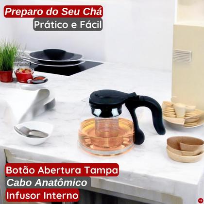 Imagem de Chaleira Durável Design Elegante Aço Inox Apito Vidro Com Infusor Som do Seu Café Chá Perfeito Água Quente