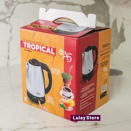 Imagem de Chaleira Elétrica 1,8L Tropical com Seletor Controle de Temperatura para Esquentar Água, Leite, Chimarrão, Café, Chá, Suco Base Giratória Sem Fio