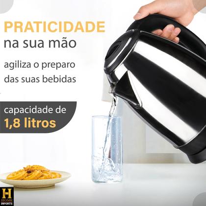 Imagem de Chaleira Elétrica Com Desligamento Automático Em Aço Inoxidável 1,8 Litros Com Base Giratória Linha Premium