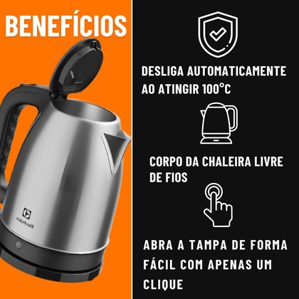 Imagem de Chaleira Elétrica Electrolux EEK10 com Capacidade de 1,8L Litros e Potência de 1200w na voltagem 127v