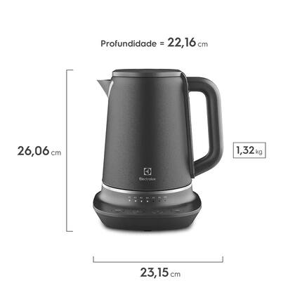 Imagem de Chaleira elétrica electrolux inox preta expert tecnologia perfect sense 220v ekp70