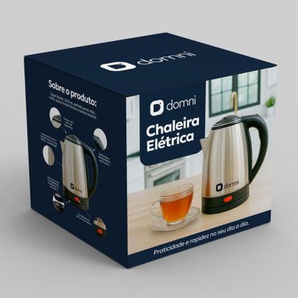 Imagem de Chaleira Elétrica Inox 1,8 Litros Jarra Térmica Esquenta Chá Água 220V Domni