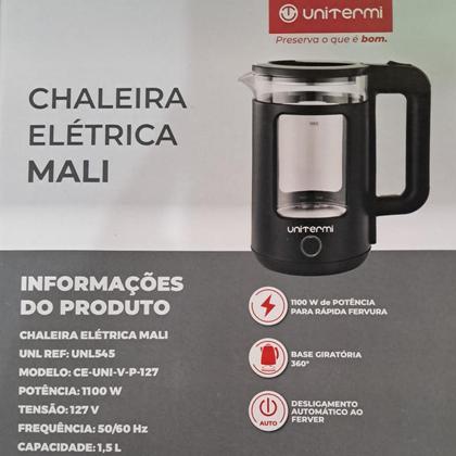 Imagem de Chaleira Elétrica Inox e Vidro 1,5L 110V Unitermi