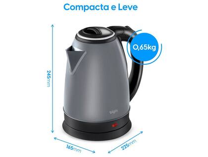 Imagem de Chaleira Elétrica Inox Lunar Jarra Sem Fio 1,8L Elgin 127V