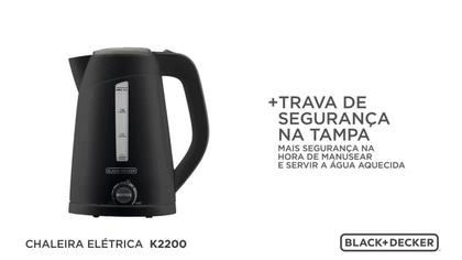 Imagem de Chaleira Elétrica Jarra Garrafa Bule K2200 Black Decker Preta 2 Litros Com Seletor de Temperatura