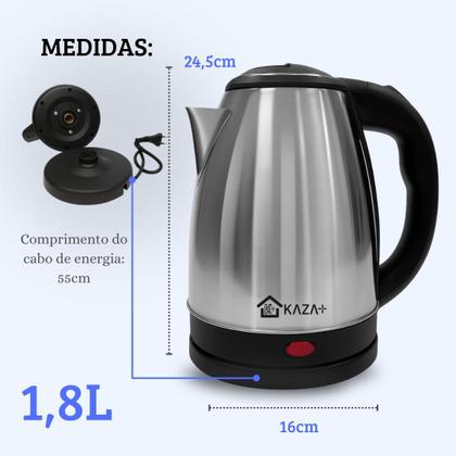 Imagem de Chaleira Elétrica Kaza 1,8l Inox Resistente Aquecimento Rápido e Desligamento Automatico