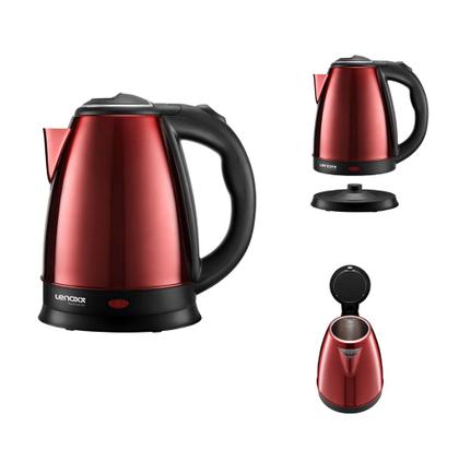 Imagem de Chaleira Elétrica Lenoxx Thermo Inox Red PCE213 Prateada 127V  2,2 Litros, Corpo em Inox, Desligamento Automático, Base Removível, Coador Acoplado