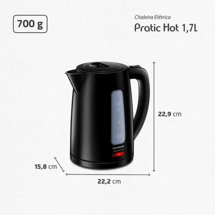 Imagem de Chaleira Elétrica Mondial Pratic Hot 1,7L CE-17 1850W Preto 220V