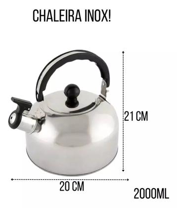 Imagem de Chaleira Inox Com Apito 2 Litros Ecos Tampa E Alça Cozinha