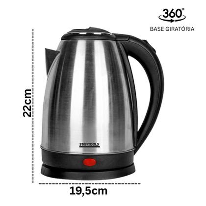 Imagem de Chaleira Jarra Bule Elétrica Aço Inox 2L 127V ou 220V Base 360 Automática com LED Indicador