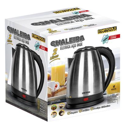 Imagem de Chaleira Jarra Elétrica 2 Litros 127V em Inox Aquecimento Rápido Desligamento Automático Ideal para Cozinha e Escritório