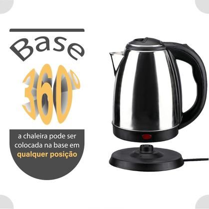 Chaleira Jarra Elétrica Portátil 1.8 Litros Aço Inox 220v Para Café Chá Linha Premium - BAK/SKYLINK/ALASKA/SMURFETT Imagem de Chaleira Jarra Elétrica Portátil 1.8 Litros Aço Inox 220v Para Café Chá Linha Premium