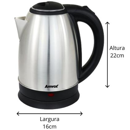 Imagem de Chaleira Jarra Elétrica Térmica Inox 1,8 Litros Reforçada Ferve Rapidamente 220V Amvox Akl 0150