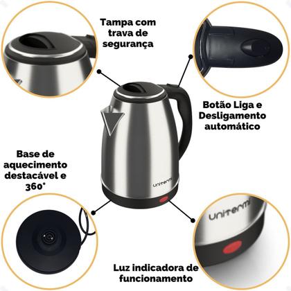 Chaleira Jarra Elétrica Unitermi Atacama Inox 110V 1.8L Imagem de Chaleira Jarra Elétrica Unitermi Atacama Inox 110V 1.8L